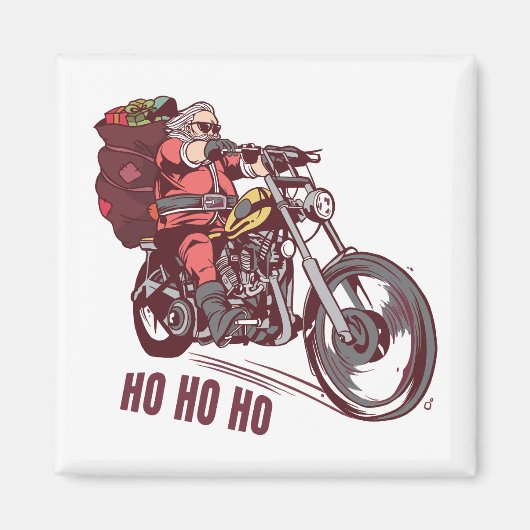 Aimant Costume de Noël père Noël Biker pour Invitatiatiat (Devant)