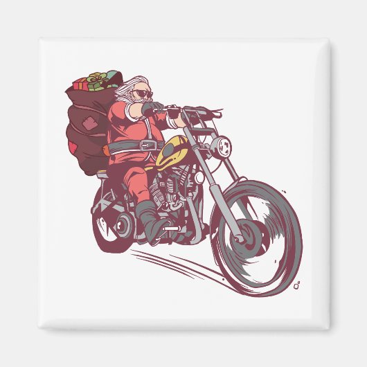 Aimant Costume de Noël père Noël Biker pour Invitatiatiat (Devant)