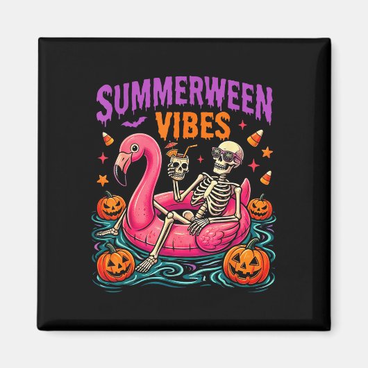 Aimant Costume de squelette Halloween d'été effrayant (Devant)
