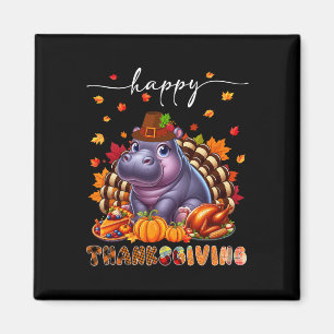 Aimant Costume d'hippopotame de Thanksgiving dinde automn
