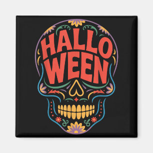Aimant Costumes d'Halloween Crâne Typographie Graphique E