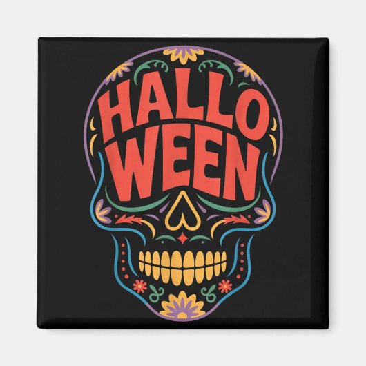 Aimant Costumes d'Halloween Crâne Typographie Graphique E (Devant)