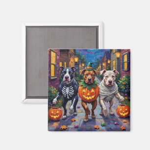 Aimant Costumes d'Halloween Pitbull Dogs Trick or Treatin
