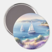 Aimant Côte méditerranéenne de la Lavande avec voiliers (Recto/Verso)