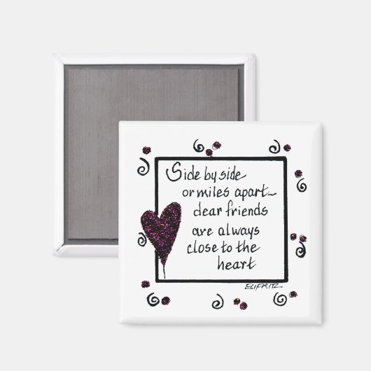 Aimant Côté par côté, Amis Texte noir et blanc (Recto/Verso)