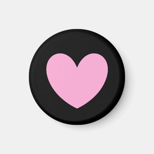 Aimant Coton Candy Pink coeurs de polka sur noir (Devant)