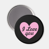 Aimant Coton Candy Pink coeurs de polka sur noir (Recto/Verso)