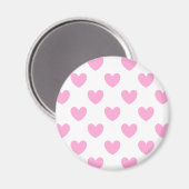 Aimant Coton Candy Pink coeurs sur blanc (Recto/Verso)