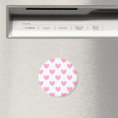 Aimant Coton Candy Pink coeurs sur blanc (In Situ (Lave-vaisselle))