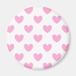 Aimant Coton Candy Pink coeurs sur blanc