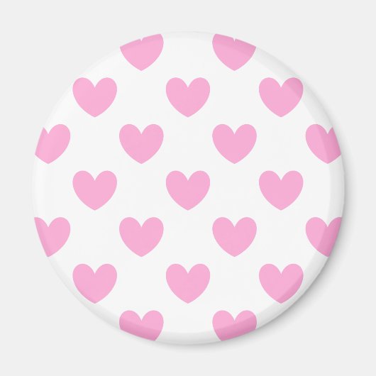 Aimant Coton Candy Pink coeurs sur blanc (Devant)