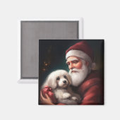 Aimant Coton De Tulear Avec Noël Du Père Noël (Recto/Verso)