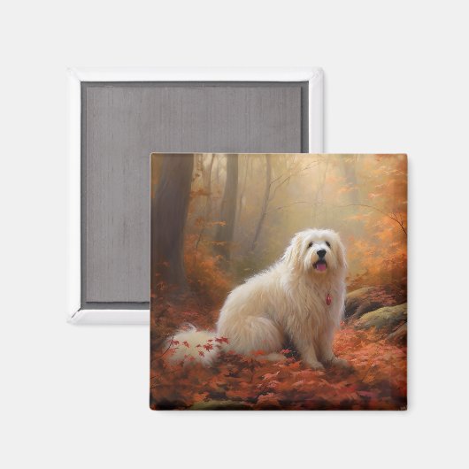 Aimant Coton De Tulear en automne Leaves automne Inspire (Recto/Verso)