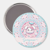 Aimant Coton Personnalisé Candy Kawaii Bunny Dot Mandala (Recto/Verso)