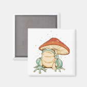 Aimant Cottagecore grenouille avec champignon (Recto/Verso)