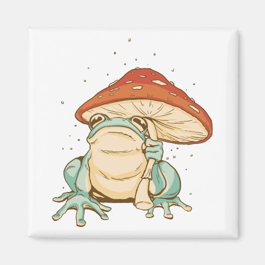 Aimant Cottagecore grenouille avec champignon (Devant)