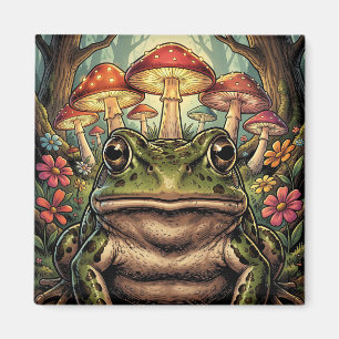 Aimant Cottagecore Vintage Grenouille, Escargot et Champi