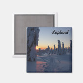 Aimant Couché de soleil sur la forêt en Laponie (Recto/Verso)