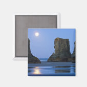 Aimant Coucher de lune, plage de Bandon, Oregon. (Recto/Verso)