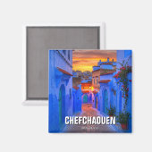 Aimant Coucher de soleil à Chefchaouen Maroc Voyage (Recto/Verso)
