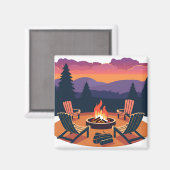 Aimant Coucher de soleil au feu de camp (Recto/Verso)