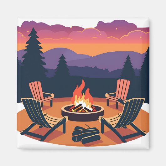 Aimant Coucher de soleil au feu de camp (Devant)