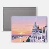 Aimant Coucher de soleil Budapest Hongrie Bastion des Pêc (Recto/Verso)