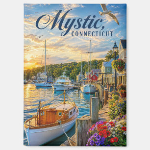 Aimant Coucher de soleil dans le port de Mystic, Connecti