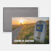Aimant Coucher de soleil de Camino de Santiago Hiker (Recto/Verso)