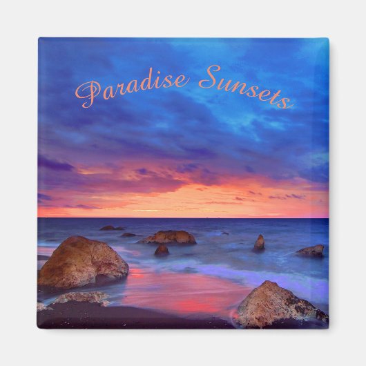 Aimant Coucher de soleil de la mer tropicale (Devant)