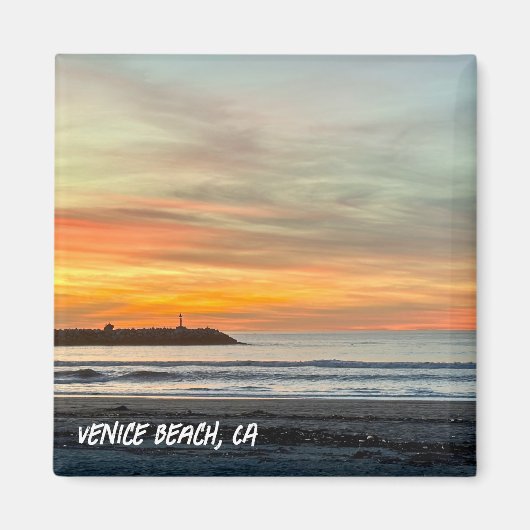 Aimant Coucher de soleil de l'heure d'or - Venice Beach, (Devant)