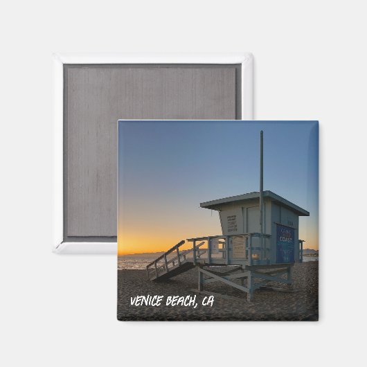Aimant Coucher de soleil de l'heure d'or - Venice Beach,  (Recto/Verso)