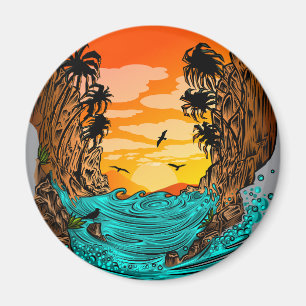 Aimant Coucher de soleil de palmier