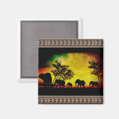 Aimant Coucher de soleil des éléphants (Recto/Verso)