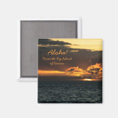 Aimant : Coucher de soleil d'Hawaï (Carré) (Recto/Verso)