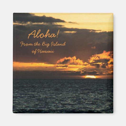 Aimant : Coucher de soleil d'Hawaï (Carré) (Devant)
