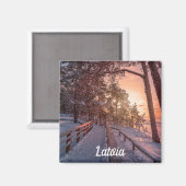 Aimant Coucher de soleil d'hiver dans la pinède près de l (Recto/Verso)