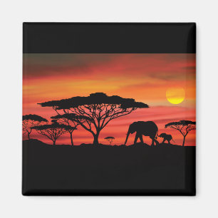 Aimant Coucher de soleil éléphant