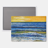 Aimant - Coucher de soleil et vagues marines (Recto/Verso)