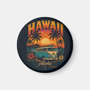 Aimant Coucher de soleil hawaïen vintage Palmiers Planche