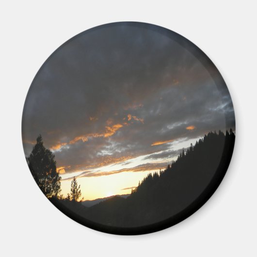Aimant Coucher de soleil nuageux doré.... (Devant)