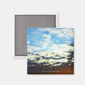 Aimant Coucher de soleil rouge orange bleu avec nuages (Recto/Verso)