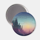 Aimant Coucher de soleil sur forêt (Recto/Verso)