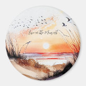 Aimant Coucher de soleil sur la plage avec des oiseaux (Devant)