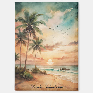 Aimant Coucher de soleil sur la plage tropicale de Krabi