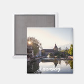 Aimant Coucher de soleil sur l'ancien pont médiéval de Nu (Recto/Verso)