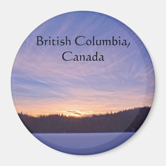 Aimant Coucher de soleil sur le lac et les arbres d'hiver (Devant)