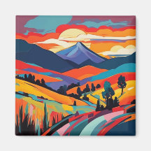 Coucher de soleil sur le paysage de la montagne d'