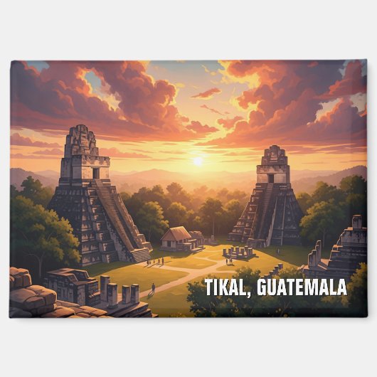 Aimant Coucher de soleil sur Tikal Guatemala (Recto)