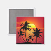 Aimant coucher de soleil tropical, belle illustration, (Recto/Verso)